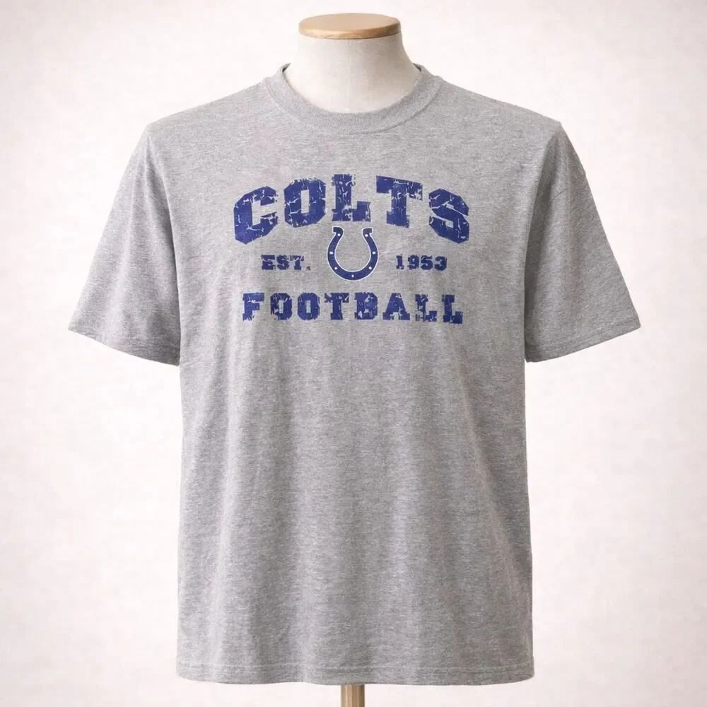 Vintage Indianapolis Colts Football NFL Majestic Gray Graphic Shirt Medium M